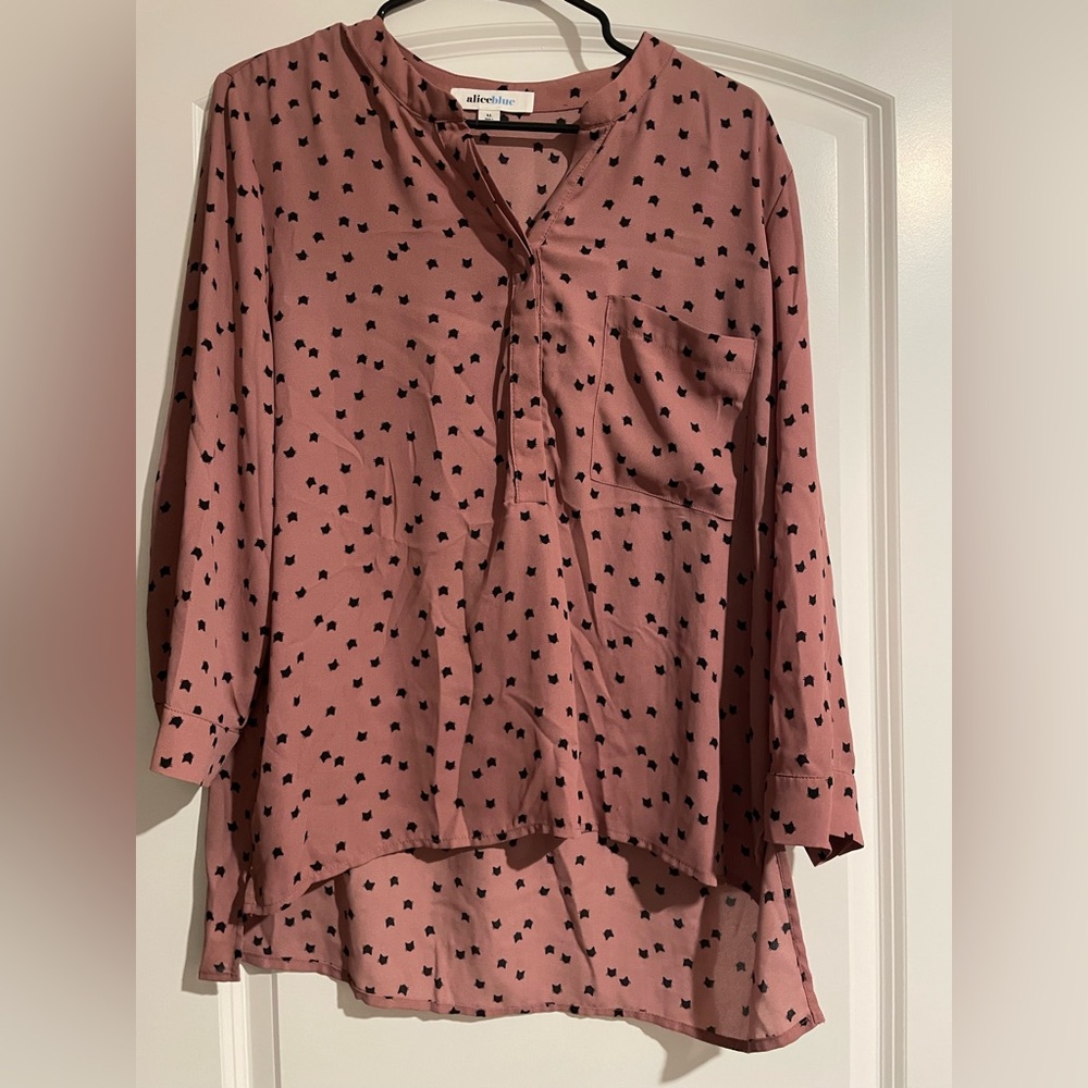 Alice Blue Cat Patterned Top in Pink and Black